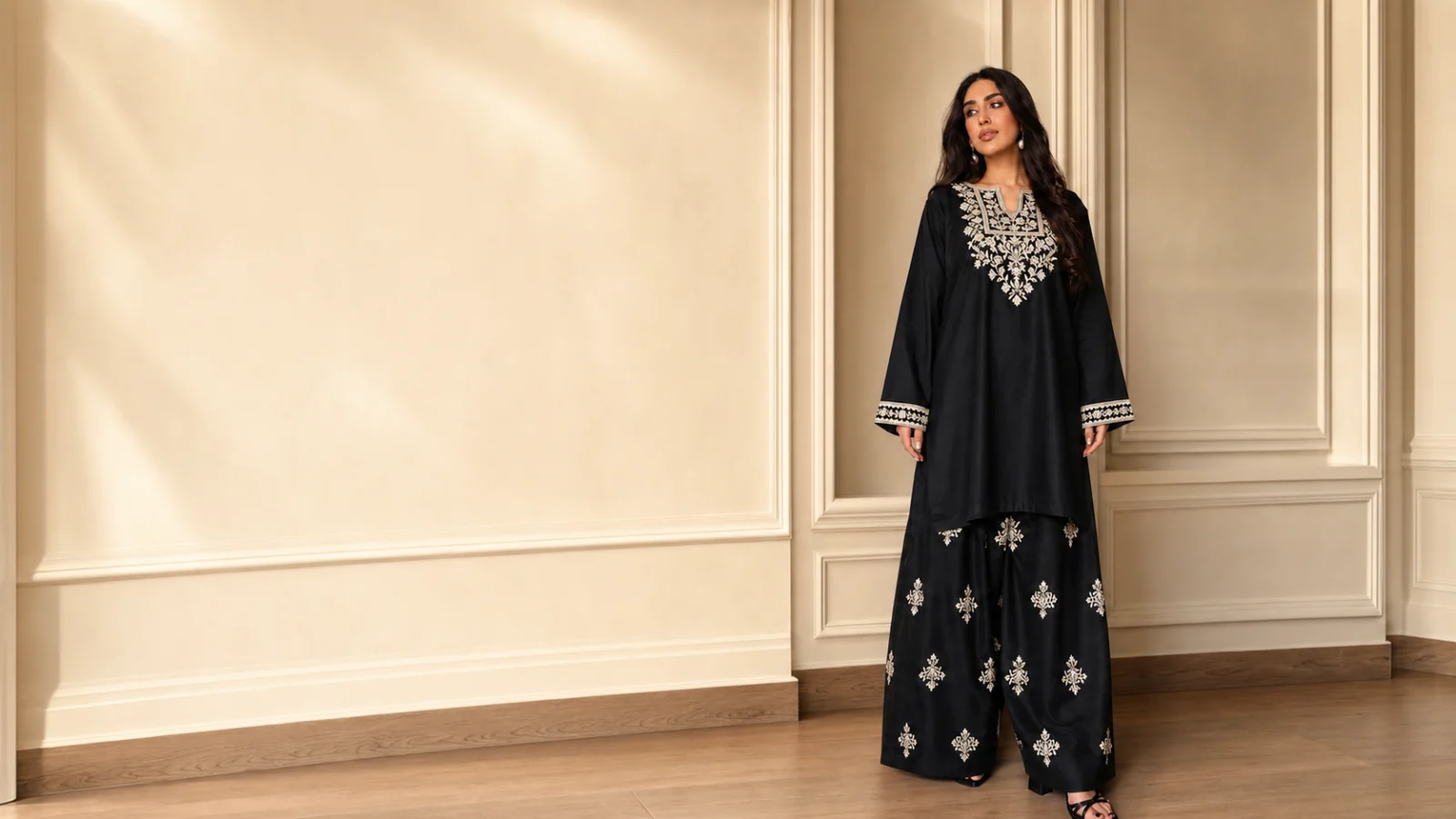 Elysian Noir black embroidered shalwar kameez