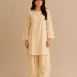 Ivory Embroidered 2-Piece Farshi Set
